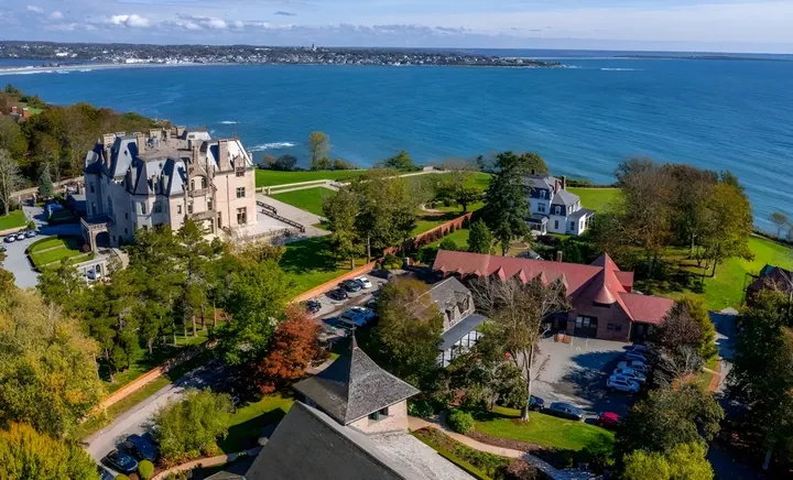 Salve Regina University and McAuley Hall from the air, Newport, Rhode Island